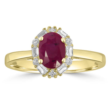 1.16ct Ruby Rings with 0.26tct Diamond set in 14K Yellow Gold
