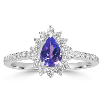 0.65ct Tanzanite Rings with 0.35tct Diamond set in 14K White Gold