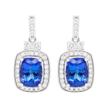 4.27ct Tanzanite Earring with 0.87ct Diamonds set in 14K White Gold