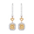 0.45ct Yellow Diamond earrings with 0.89ct diamonds set in 18K two tone gold