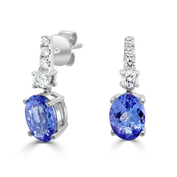 1.98ct Tanzanite Earring with 0.24tct Diamonds set in 14K White Gold