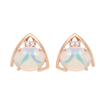 2.24ct Opal Stud earrings with 0.04ct diamonds set in 14K yellow gold