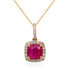 1.30Ct Ruby With 0.22Tct Diamonds In 14K Yellow Gold Pendant