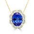 6.61Ct Tanzanite Necklace With 0.57Tct Diamonds Set In 14K Yellow Gold