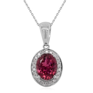 1.60ct Tourmaline pendant with 0.11tct diamonds set in 14K white gold