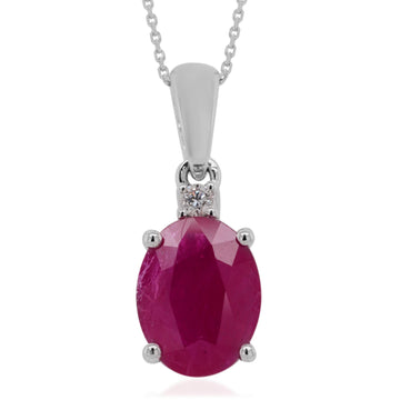 1.93ct Ruby pendant with 0.03tct diamonds set in 14K white gold