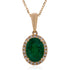 2.56ct Emerald pendant with 0.16tct diamonds set in 14K yellow gold