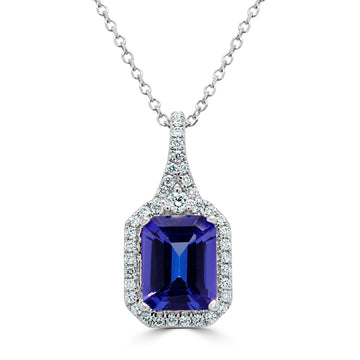 2.30Ct Tanzanite Pendant With 0.21Tct Diamonds Set In 14K White Gold