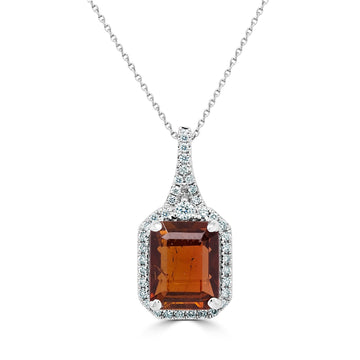2.90Ct Tourmaline Pendant With 0.18Tct Diamonds Set In 14K White Gold