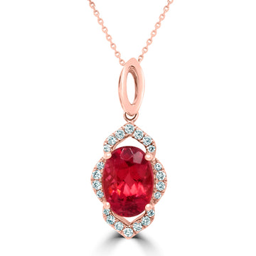 1.96Ct Tourmaline Pendant With 0.14Tct Diamonds Set In 14K Rose Gold