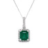 2.39ct Emerald pendant with 0.27tct diamonds set in 14K white gold