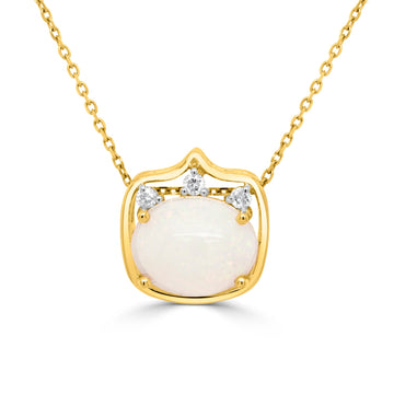 1.29Ct Opal Pendant With 0.07Tct Diamonds Set In 14K Yellow Gold