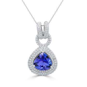 5.24ct Tanzanite Pendant with 1.23tct Diamonds set in 14K White Gold