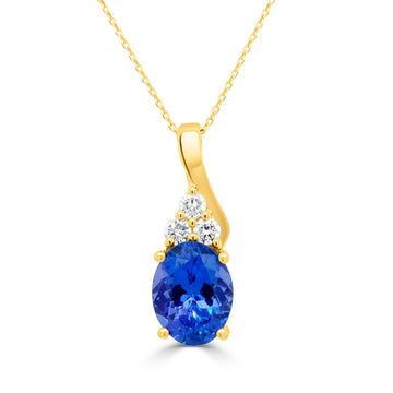 2.37Ct Tanzanite Pendant With 0.18Tct Diamonds Set In 14K Yellow Gold
