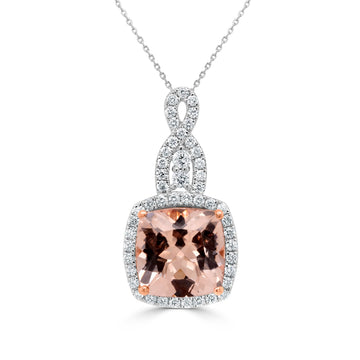 4.98Ct Morganite Pendant With 0.55Tct Diamonds Set In 14K Two Tone Gold