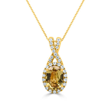 1.44ct Sapphire Necklaces with 0.26tct diamonds set in 14KT yellow gold