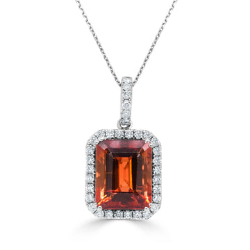 4.27Ct Tourmaline Pendant With 0.32Tct Diamonds Set In 14K White Gold