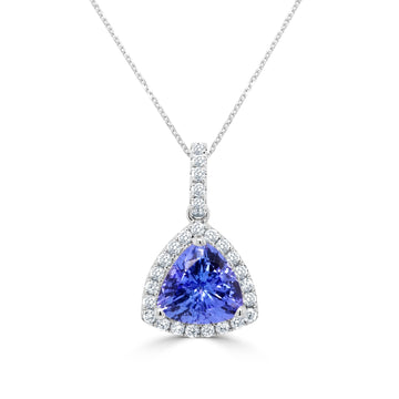 1.8ct Tanzanite Pendant with 0.27tct Diamonds set in 14K White Gold