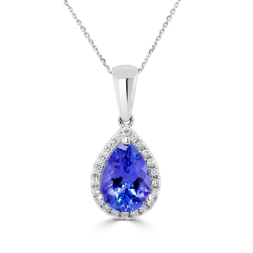 1.91ct Tanzanite Pendant with 0.15tct Diamonds set in 14K White Gold