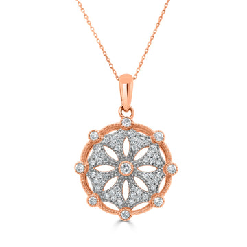 0.17Ct Pink Diamond Pendant With 0.23Tct Diamond Accents Set In 14K Rose Gold