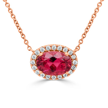 1.51Ct Tourmaline Pendant With 0.15Tct Diamonds Set In 14K Rose Gold