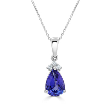 2.09Ct Tanzanite Pendant With 0.06Tct Diamonds Set In 14K White Gold