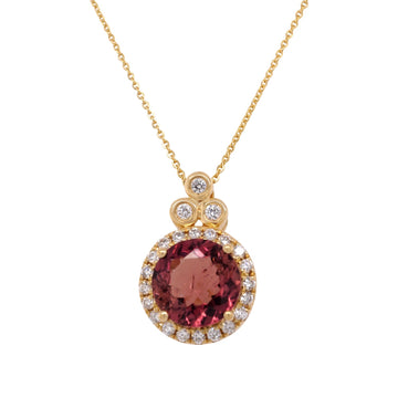 1.76ct Tourmaline pendant with 0.19tct diamonds set in 14K yellow gold