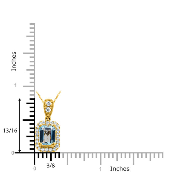 1.20Ct Aquamarine Pendant With 0.31Tct Diamonds Set In 18K Yellow Gold