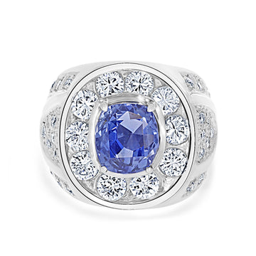 5.95ct Tanzanite Ring with 2.76ct Diamonds set in Platinum
