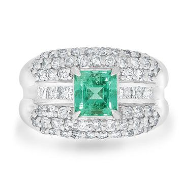 1.21ct Emerald Ring with 1.46tct Diamonds set in Platinum 900