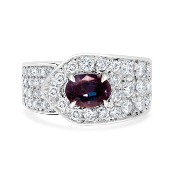 0.91ct Alexandrite Rings With 1.14tct Diamonds Set In Pt900 Platinum