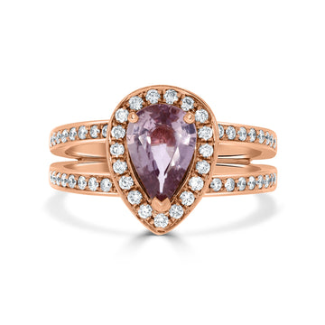 1.12ct Sapphire Rings with 0.39tct diamonds set in 14KT rose gold