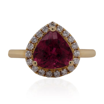 2.05ct Tourmaline ring with 0.26tct diamonds set in 14K yellow gold