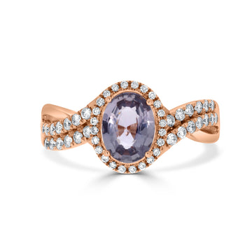 1.17ct Sapphire Rings with 0.35tct diamonds set in 14KT rose gold
