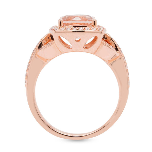 2.07ct Morganite Ring With 0.36tct Diamonds Set In 14kt Rose Gold