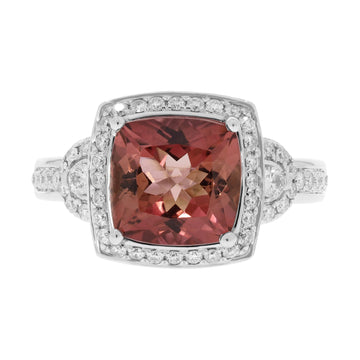 3.87ct Tourmaline Ring With Diamonds Set In 14kt White Gold