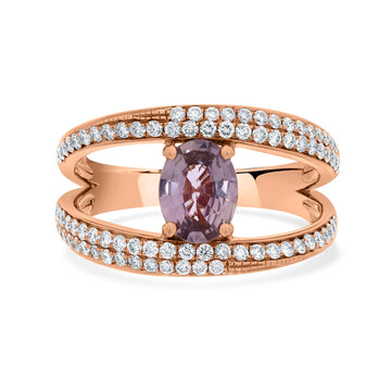 1.12ct Sapphire Rings with 0.64tct diamonds set in 14KT rose gold