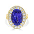 8.89ct Tanzanite Ring with 1.25tct Diamonds set in 14K Yellow Gold