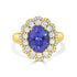 3.53Ct Tanzanite Ring With 0.76Tct Diamonds Set In 14K Yellow Gold