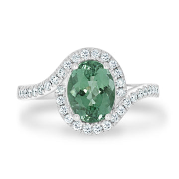 1.88Ct Paraiba Tourmaline In 18K White Gold 0.31Tct Diamond Bypass Ring