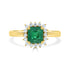1.17ct Emerald ring with 0.21tct diamonds set in 14kt yellow gold