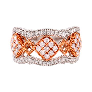 0.50Tct Pink Diamond Band With 0.17Tct White Diamonds In 18K Rose And White Gold