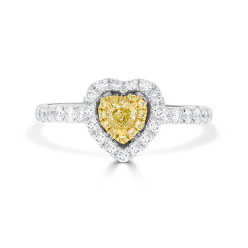 0.11 Yellow Diamond Rings with 0.55tct Diamond set in 18K Two Tone Gold