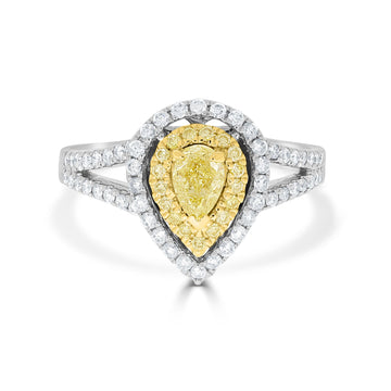 0.48ct Yellow Diamond Ring with 0.55tct Diamonds set in 14K Two Tone Gold
