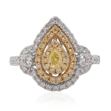 0.20ct Yellow Diamond ring with 0.72tct diamonds set in 18K two tone gold