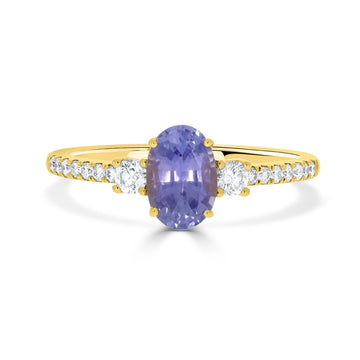 1.23ct Sapphire Rings with 0.25tct diamonds set in 14KT yellow gold