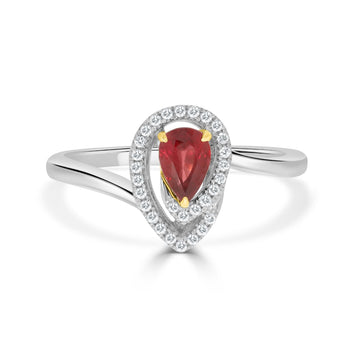 0.60ct Ruby Ring With 0.10tct Diamonds Set In 18K Two Tone Gold