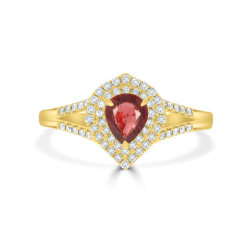 0.58Ct Ruby Ring With 0.23Tct Diamonds Set In 18K Yellow Gold