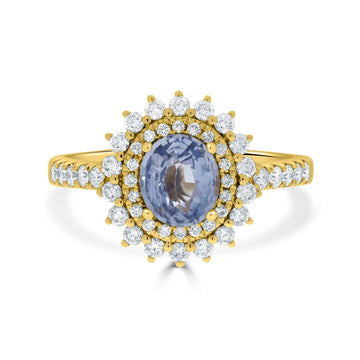 1.27ct Sapphire Rings  with 0.54tct diamonds set in 14KT yellow gold