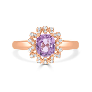 1.51ct Sapphire Rings  with 0.13tct diamonds set in 14KT rose gold